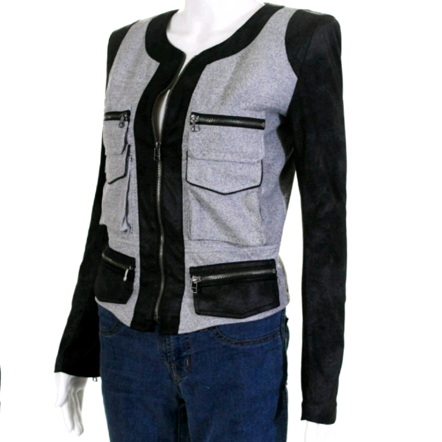 Georgie Intermix Faux Leather Zip Jacket Black Xs